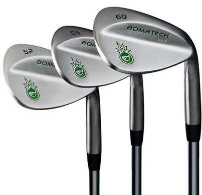 BombTech - Premium Golf Wedge Set - 52, 56, 60 Degrees Golf Wedges - Max Groove for Increased Spin - Black Wedges… (Silver)
