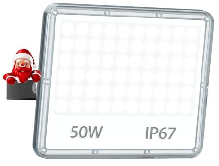 YIQIBRO Foco LED 50W Exterior 1 Piezas - 5000LM IP67 Impermeable Focos de Proyector LED Exterior Blanco Frio 7000K para Jardin/Terraza/Garaje