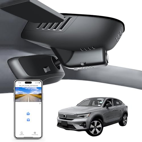 MANGOAL 4K UHD 2160P Dash Cam, Integrerat OEM-utseende Dashcam, Anpassad för Volvo C40 2022 2023 2024, Loopinspelning, G-Sensor, WiFi & App, Lätt att installera, 64 GB kort