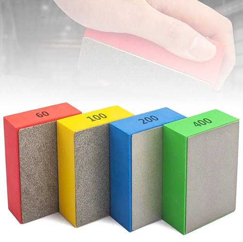 Diamond Polishing Pads, 4Pcs Tile Polishing Pads (60# 100# 200# 400#), Glass Polishing Block for Sanding Ceramic Tile Concrete Stone Granite Marble