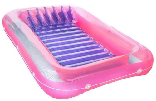 SRKATI Kit Limpieza Piscina Piscina híbrida Flotante con bañera de Bronceado Inflable de edición clásica, Color Rosa Set de Limpieza para Piscina