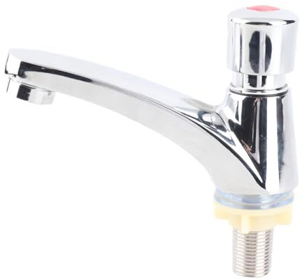 Rankomu Robinet Poussoir Eau Froide Uniquement - Temporisé 4-6s Fermeture Automatique Laiton Chromé G1/2 Pour Lave Main & Salle de Bain
