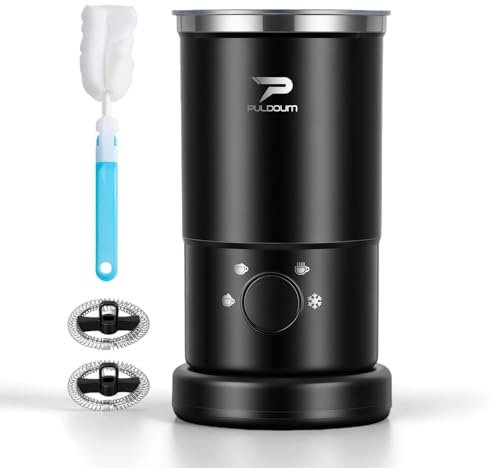 Electric Milk Frother and Steamer - 4-in-1 Automatic Coffee Steamer Frother with 10.5OZ (300ML) Capacity, Warm and Cold Foam Maker for Coffee, Latte, Cappuccino, Macchiato, and Hot Chocolate (Black)