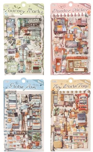 Uideyvi Reise-Serie Sticker Scrapbooking Zubehör für Junk Journal, 16 Bögen PET-Sticker (TZ-010-005)