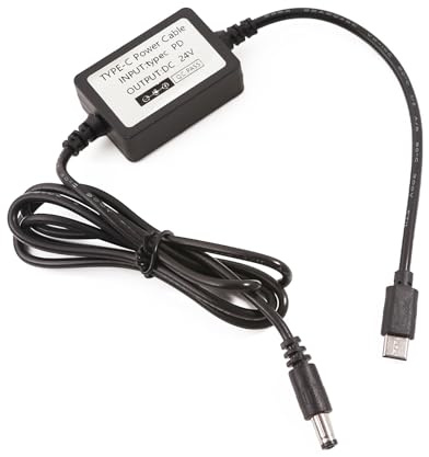 TERNCOEW Câble USB de type C 20 V Entrée 3 A Courant 24 V 1 A Sortie DC 5,5 x 2,1 mm Convertisseur Câble d'alimentation