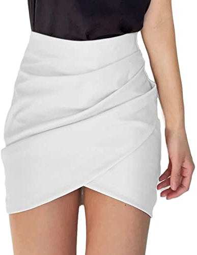 Toocool - Mini-jupe en cuir synthétique pour femme, portefeuille froncé Zip JL-2557