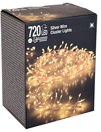 Spetebo Cluster Micro Lichterkette 720 LED warmweiß - 720 cm - Büschel Leuchtdraht Drahtlichterkette mit Netzteil für Innen und Außen