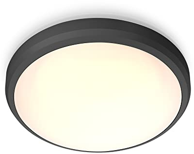 Philips - Plafón Philips Doris, lámpara de techo LED de exterior, color negro, luz blanca cálida, 6W