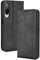 DEDUX Flip Hülle für HTC Desire 22 Pro, Retro Leder Brieftasche Abdeckung Magnetverschluss Folio Ständer Kartensteckplätze Handyhülle. Schwarz