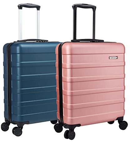Cabin Max Anode Cabin Suitcase 55x40x20 Built in Lock, Lightweight, Hard Shell, 4 Wheels, Suitable for Ryanair, Easyjet, Tui, Jet 2 (Endless Sea and Rose Gold 55 x 40 x 20 cm)