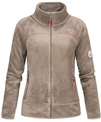 Geographical Norway Upaline Lady - Chaqueta Forro Polar Mujer Cremallera Otoño Invierno Primavera Ciente - Suéter Mujeres De Manga Larga De Piel Suave Aire Libre (Topo L)