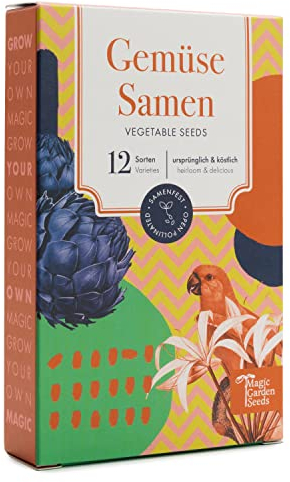 Magic Garden Seeds - 12 samenfeste Gemüsesamen für Garten, Hochbeet & Balkon - alte Sorten - traditionell & wohltuend - Einsteiger Saatgut Set für den Gemüsegarten - Gemüse Samen Set
