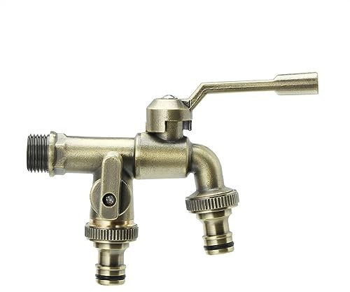 Robinet de Jardin Double en Laiton à Double Sortie, Robinet extérieur de Jardin en Laiton Simple à Utiliser for Le Jardin, la Machine à Laver, Le Baril de Pluie (Color : D, Size : 1/2 * 1/2 * 1/2)