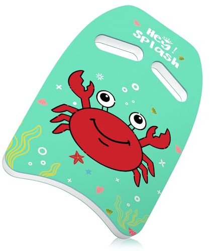HeySplash Kids Swim Kickboard, Green Crab Print Pool Training Board