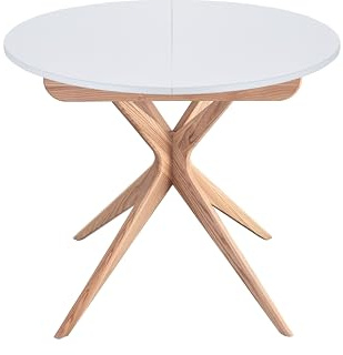 Ragaba Ronde Extensible Table à Manger 90cm Jubi Blanc
