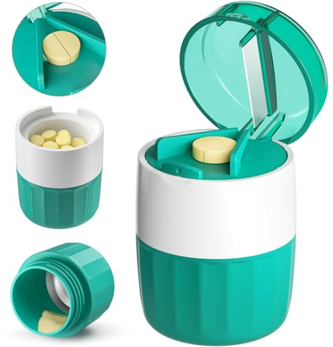 SevenYing 3-in-1 Pill Crusher and Pill Cutter with Storage Compartment for Tablets, Pill Grinder Fine Powder, Pill Cutter Splitter for Small or Large Pills