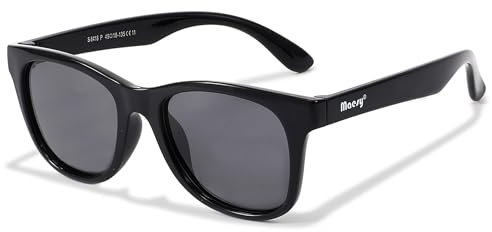 Maesy Kinder Sonnenbrille für 6-12 Jahre - UV400 Polarisierter Schutz - Flexibler und Biegsamer Rahmen - Sichere und Bequeme Sonnenbrille Kinder - Schwarz - Yuki