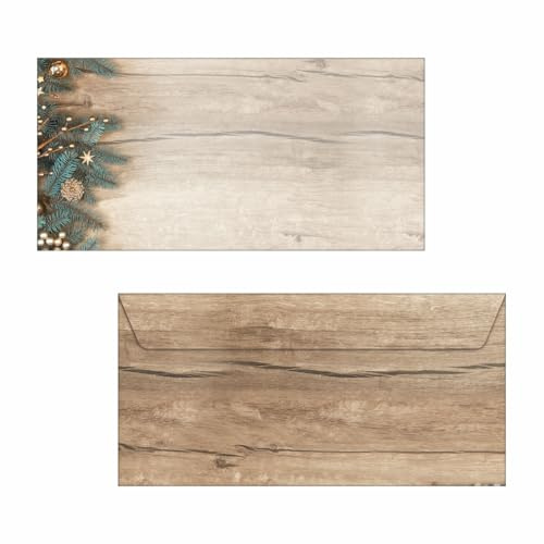 SIGEL DU664 Busta natalizia - rami di abete - marrone/oro/verde - gommata - DL - 25 pezzo