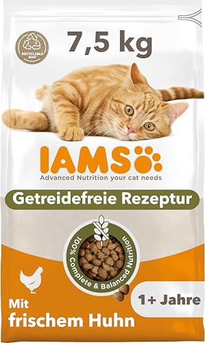 IAMS Katzenfutter trocken getreidefrei mit Huhn - Trockenfutter ohne Getreide für Katzen ab 1 Jahr, 7,5 kg