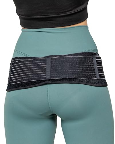 Sacroiliac SI Joint Hip Belt for Men & Women, Adjustable Anti-Slip Sciatica Support Belt, Lower Back Support Brace with 2 Elastic Straps for Sciatica, Pelvic, Lumbar, Leg and Nerve Pain Relief (L)