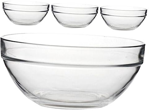 VICASKY 4 cuencos de cristal multifuncionales transparentes para servir postres, aperitivos y pudines, cuencos pequeños de alta calidad, fáciles de limpiar y ahorran espacio