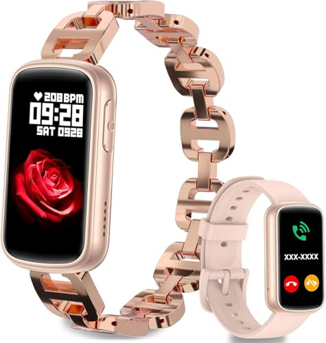 Fitoncloud Smartklockor för kvinnor, 1,4 tums smartklocka, damer med svar/ringsamtal, hjärtfrekvens/sömnskärm, 100 + sport fitness tracker med stegräknare/kalorier IP68 vattentät för Android