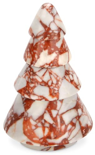 Marble Candle Holders 3 in 1 Convertible Christmas Tree Taper Candlestick Pillar Tea Light Candle Holders Candelabra Holiday Centerpiece for Table, Mantel, Dining Room Décor Calacatta Red
