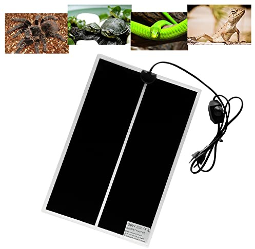 FIPASEN Tapis Chauffant Reptile, Coussin Chauffant Terrarium Réglable avec Contrôle De La Température pour Reptiles Tortue, Serpents, Lézards, Geckos, Araignées - Chauffant Aquarium (20W: 42x28CM)