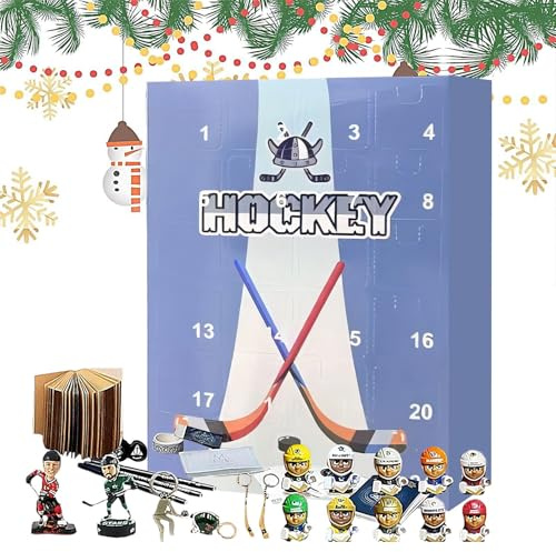 Eishockey Adventskalender 2025 mit 24 Türchen | 26x22 cm Hockey Motiv Kalender | 24-tägiger Countdown bis Weihnachten | Sport Adventskalender für Kinder | Weihnachtsdekoration