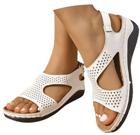 Kvinnors ortopedisk sandal komfort låg kil slingback sandaler ortopediska öppen tå urholkade damer sandal sommar halkfria sportsandaler tjock kudde promenad strandskor med fotvalvstöd för utomhus