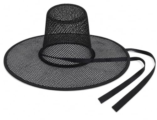 Mikovivi Sombrero Tradicional Coreano, Sombrero Copa Malla Negro para Mujer | Sombrero Copa Malla Negro Ala Ancha, Estilo Vintage Para Disfraz Demonio Halloween Carnaval Navidad Fiestas Escenarios