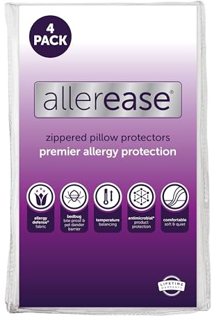 AllerEase Premier Zipper Pillow Protector Standard/Queen 4Pack