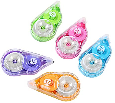Lot de 4 rubans correcteurs rechargeables de 30,5 m de long pour l'école, l'administration du bureau, l'artisanat, la prise de notes, le bullet journal (couleur aléatoire)