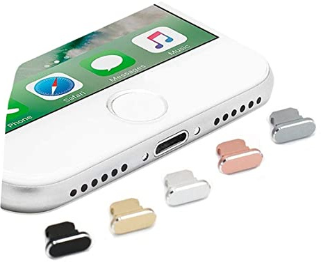 Vanqiang Colorful Metal Anti Dust Charger Dock Plug Stopper Cap Cover for iPhone 13 12 11 Pro Max Mini Se 2020 X Xr Max 8 7 6s Plus Mobile Phone Accessories Freeing (blue)