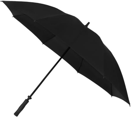 Falcone Parapluie de golf – Résistant au vent – ​​8 baleines en fibre de verre – Poignée confortable – Unisexe – Toile en polyester résistant – 130 cm Diamètre – Noir