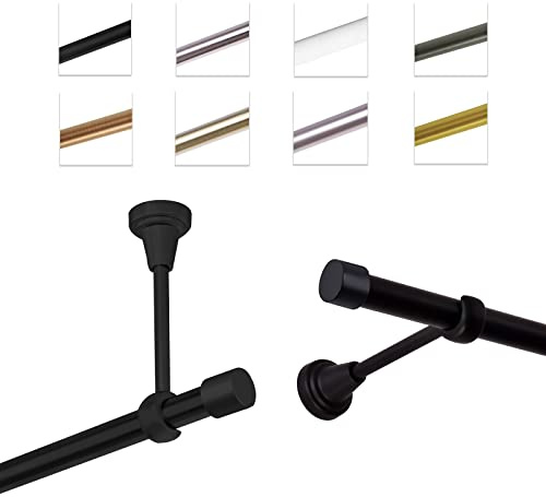 MDEKOR Gardinenstange 400 cm einläufig | Vorhangstange für die Wandmontage oder Deckenmontage Schwarz aus Metall | Gardinenstangenset Ø 19mm