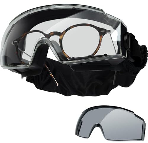 OneTigris Safety Goggles Over Glasses, Tactical Safety Glasses dustproof protective Goggles Fit Over Prescription Glasses for Airsoft, glasses wearers, Work