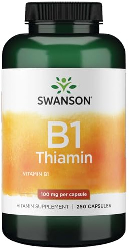 Swanson, Vitamin B1, 250 glutenfreie Kapseln, 100mg Vitamin B1 je Dosis, Sojafrei, GMO frei, Geschmacksneutral