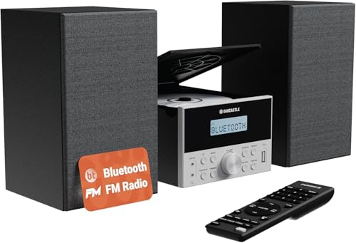 Lecteur CD Bluetooth 5.2 avec Haut-parleurs | Puissant Chaine HiFi Compact de 20W | Radio FM, 30 préréglages, télécommande Incluse | USB, AUX, lit Les MP3, Les CD, Les CD-R | Oakcastle HIFI150