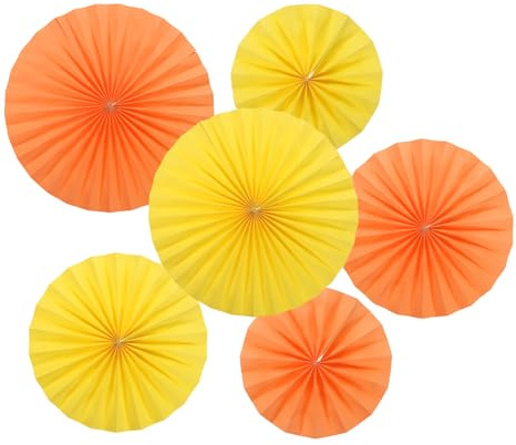 PATIKIL 20 cm/30 cm/40 cm pappersfläktar hängande dekoration, 12 i 1 set rund bikakestruktur fans med pärla för födelsedag bröllop examen evenemang fest, gul/orange
