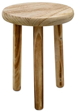 Spetebo Sgabello per fiori in legno fiammato con 3 gambe – 23 cm – Sgabello decorativo rotondo piccolo in look usato – Sgabello per piante da interno
