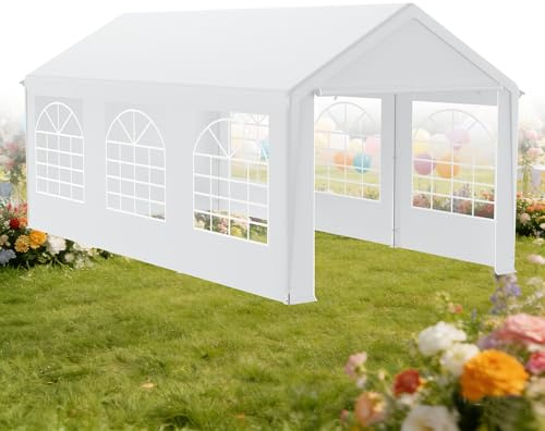 XMTECH Carpa para fiestas, 3 x 6 m, impermeable, protección UV 50+, con paneles laterales extraíbles, carpa de jardín para bodas de 18 m² con lona de polietileno, estable y resistente a la intemperie