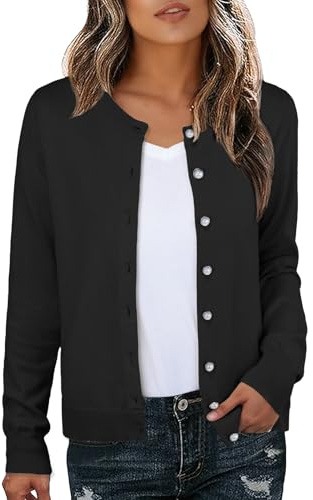 GRECERELLE Dam mjuka koftor elegant lätt långärmad damcardigan stickad jumper pärla button-down-tröjor för kvinnor Storbritannien, höst, vinter, dejting och fest