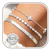 Adramata 3 Pcs Set Bracciale Donna Argento 925 Braccialetti Regolabili Impilabili Bracciali Catena Bracciale Argento per Donna Ragazza Gioielli Regalo con Scatola