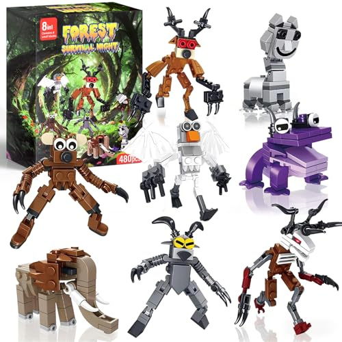 Yozexin 99 Nights In The Forest Building Set, 480Pcs Educational Brick Toys with Deer Monster Forest Creatures Block Figures, Creative Construction Game for Kids & Adults