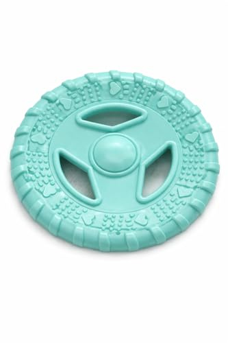 Pet Guru gummi hund frisbee-leksak, hållbar och flexibel, skonsam mot tänderna, 18 cm, för hämtning och bogseringsrik, (mint, medium 18 cm)