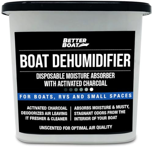 Moisture Absorber with Activated Charcoal Dehumidifier Bucket, Unscented Odor Absorber for Closet Basement Bathroom Boat RV, Disposable No Refill - Better Boat
