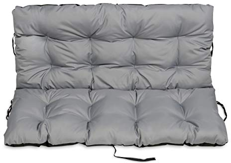 SuperKissen24. Sitzkissen Bankkissen Bankauflage für Gartenbank - 140x50 cm und Rückenlehne 140x60 cm - Outdoor und Indoor - grau