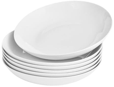 Miicol Juego de 6 Platos de Pasta de Cerámica, Cuencos Sopa 800ml Blancos, Cuencos Multiusos, Ideales para Ramen, Cereales, Pasta y Fruta, Aptos para Lavavajillas y Microondas