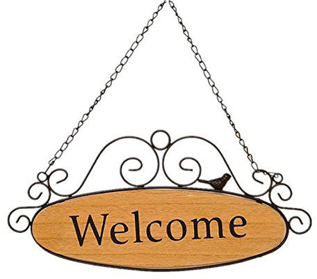 Katigan Cartelli di Benvenuto Cartello Decorativo per Appendere in Legno Targa per Casa Bar Giardino Negozio di Negozi Negozio Decorazione per Appendere La Porta D'Ingresso